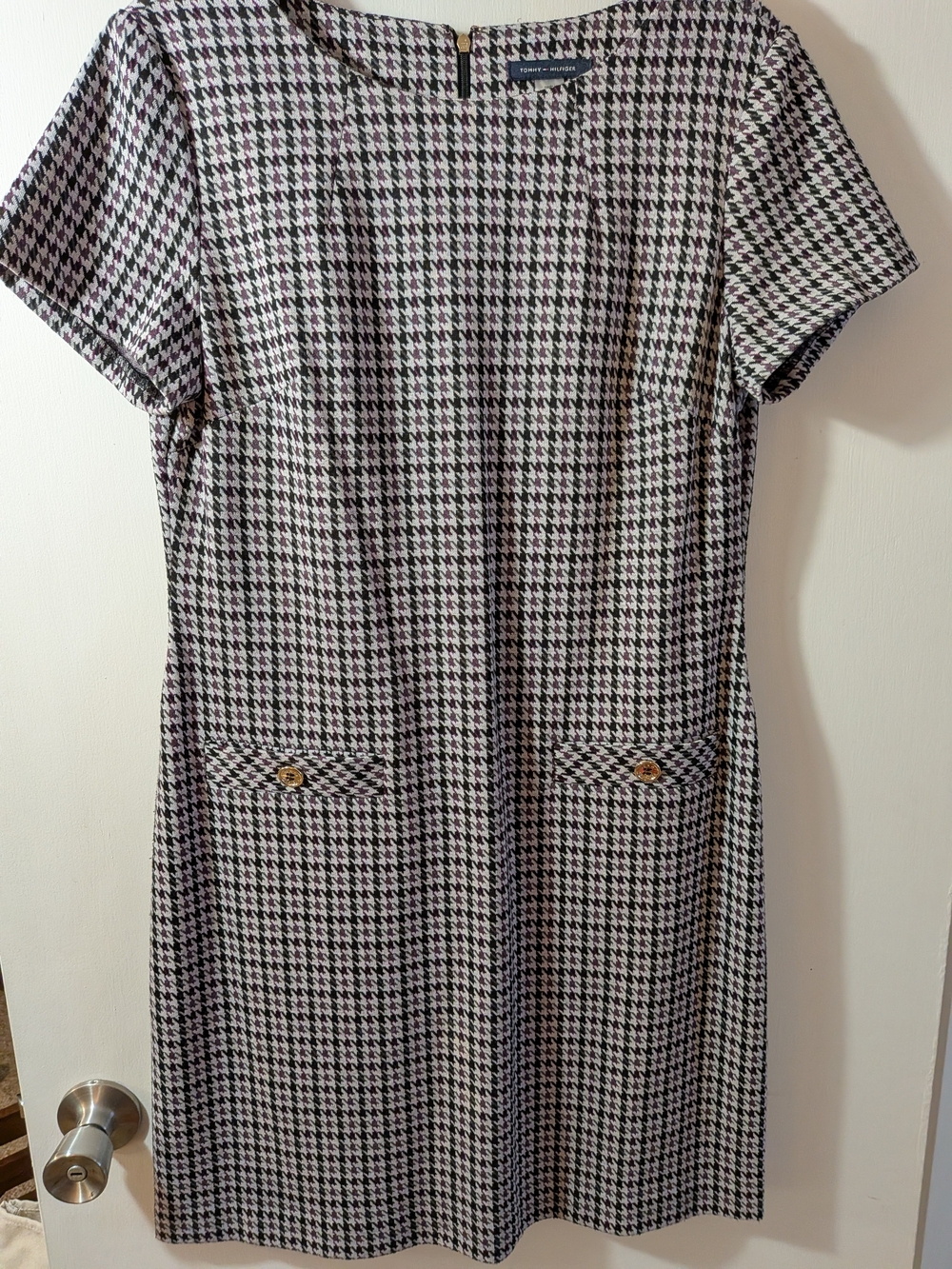 Tommy Hilfiger Women's Black & White Houndstooth Shift Dress